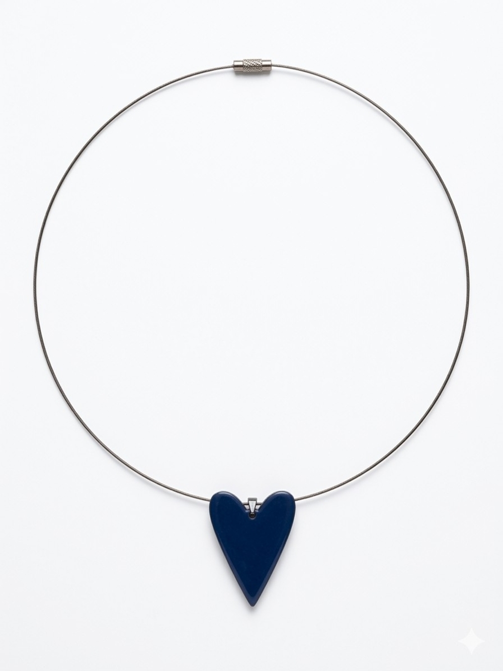 Blue Heart Pendant Stainless Steel Necklace - Women's Jewelry